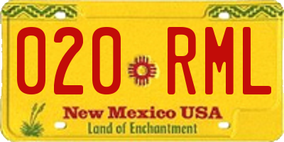 NM license plate 020RML
