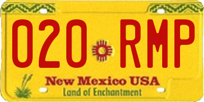 NM license plate 020RMP