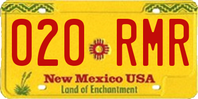 NM license plate 020RMR
