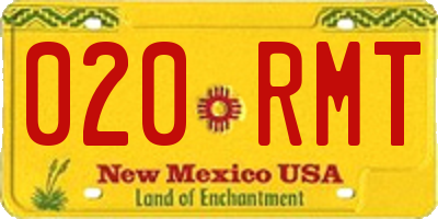 NM license plate 020RMT