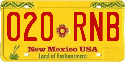 NM license plate 020RNB