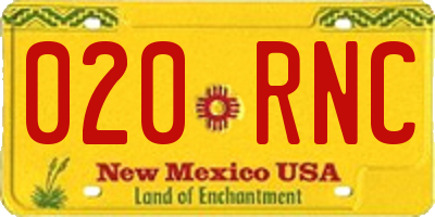 NM license plate 020RNC