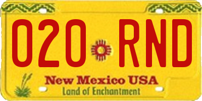 NM license plate 020RND