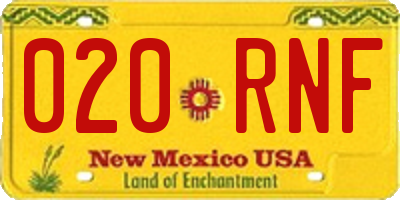 NM license plate 020RNF