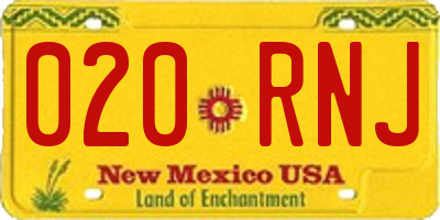 NM license plate 020RNJ