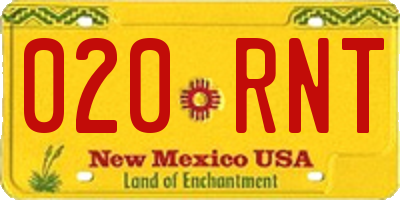 NM license plate 020RNT