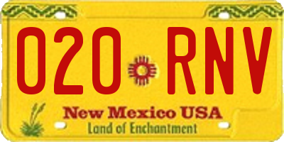NM license plate 020RNV