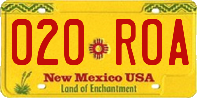 NM license plate 020ROA