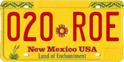 NM license plate 020ROE