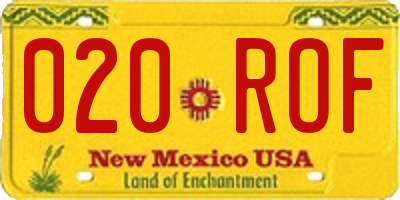 NM license plate 020ROF