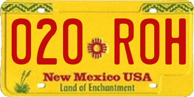 NM license plate 020ROH