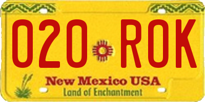 NM license plate 020ROK