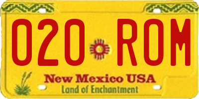 NM license plate 020ROM