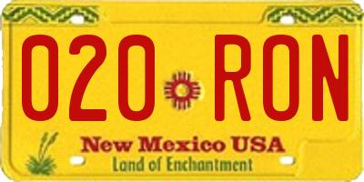 NM license plate 020RON