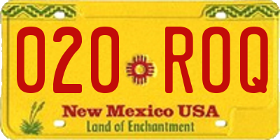 NM license plate 020ROQ