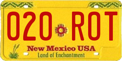 NM license plate 020ROT