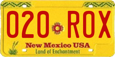 NM license plate 020ROX
