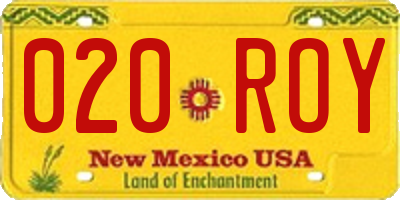 NM license plate 020ROY