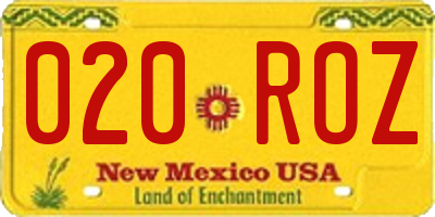 NM license plate 020ROZ