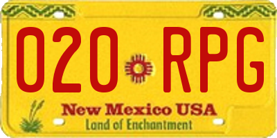 NM license plate 020RPG