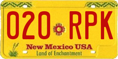 NM license plate 020RPK