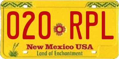NM license plate 020RPL