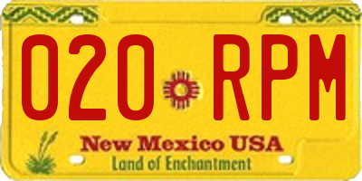 NM license plate 020RPM