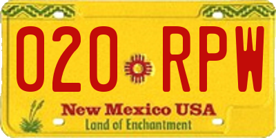 NM license plate 020RPW