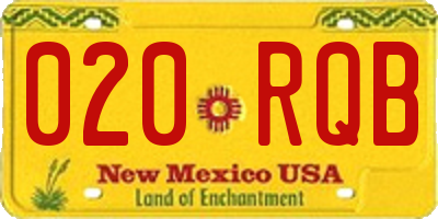 NM license plate 020RQB