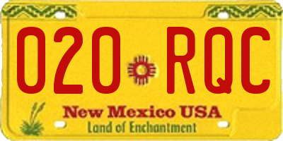 NM license plate 020RQC