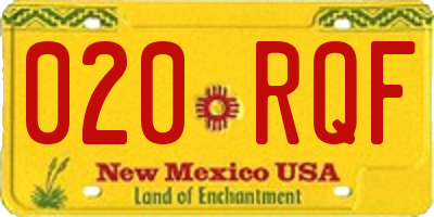 NM license plate 020RQF