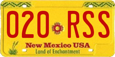 NM license plate 020RSS