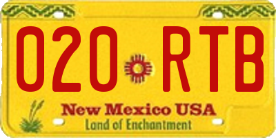 NM license plate 020RTB