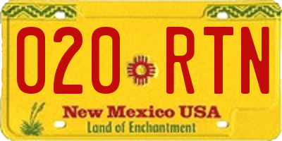 NM license plate 020RTN