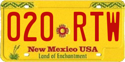NM license plate 020RTW