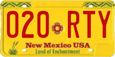 NM license plate 020RTY