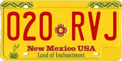 NM license plate 020RVJ
