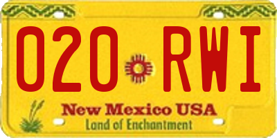 NM license plate 020RWI