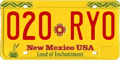 NM license plate 020RYO