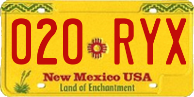 NM license plate 020RYX