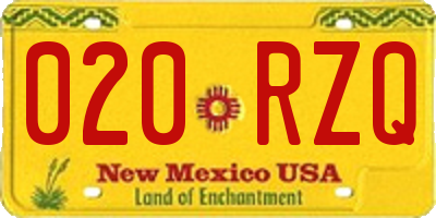 NM license plate 020RZQ