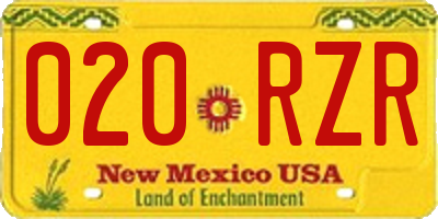 NM license plate 020RZR