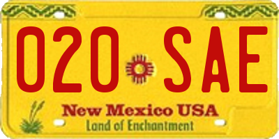 NM license plate 020SAE