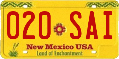 NM license plate 020SAI