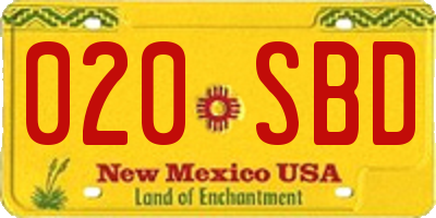 NM license plate 020SBD
