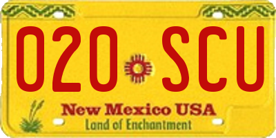 NM license plate 020SCU