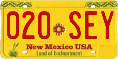 NM license plate 020SEY