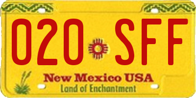 NM license plate 020SFF