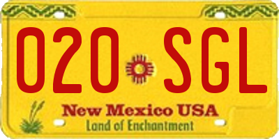 NM license plate 020SGL