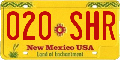 NM license plate 020SHR